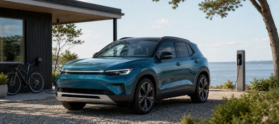 Elbil af typen VW ID Cross parkeret, symbol på bilforsikring til nye elbilmodeller i Danmark
