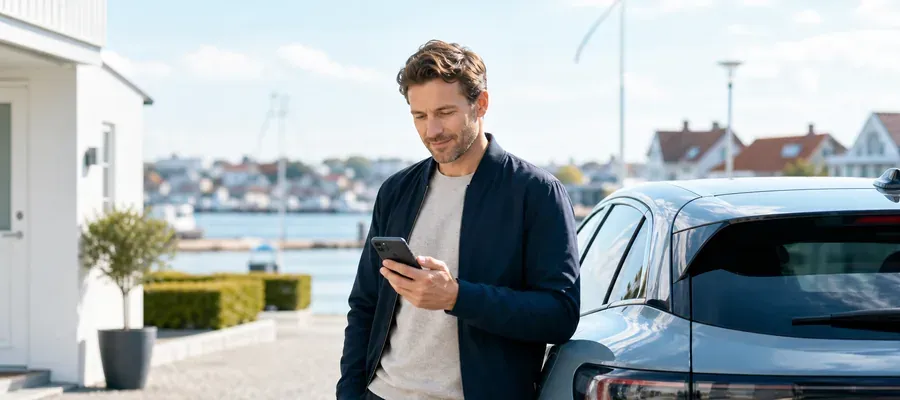 Elbil oplades med batteripas-dokumentation, der viser batteriets sundhed og påvirker prisen på bilforsikring